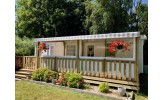 Toiture rayée gris/blanc terrasse de mobil home